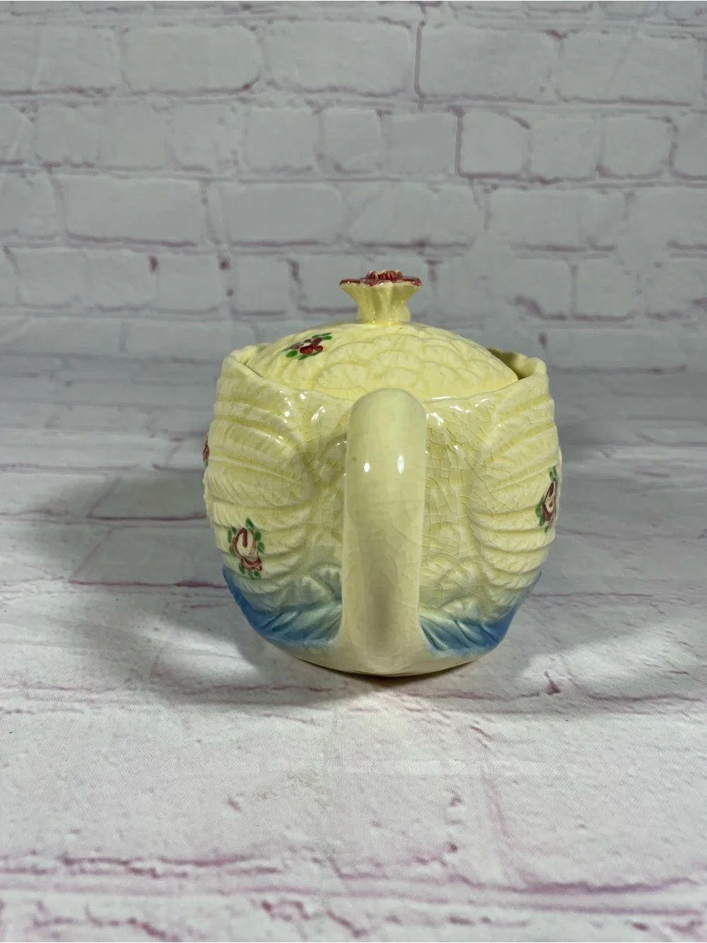 Vintage 1920’s-1930’s Marutomoware Ceramic Floral Swan Teapot Made in Japan